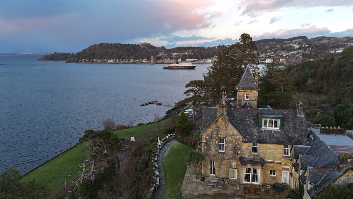 Waterfront property at dusk, Oban Bay